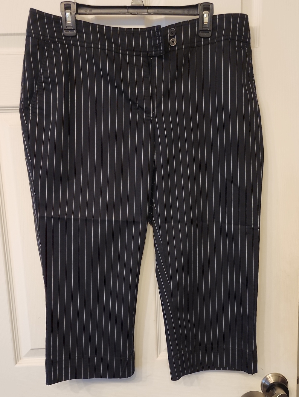 New York & Company Black Pinstripe Capris